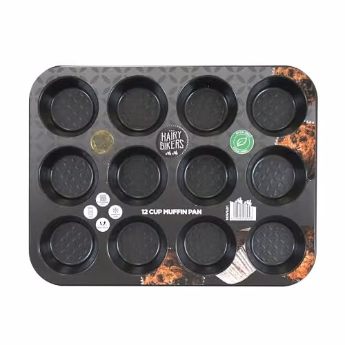 Hairy Bikers Non-Stick Carbon Steel 12-Cup Muffin Tray, Black – 1