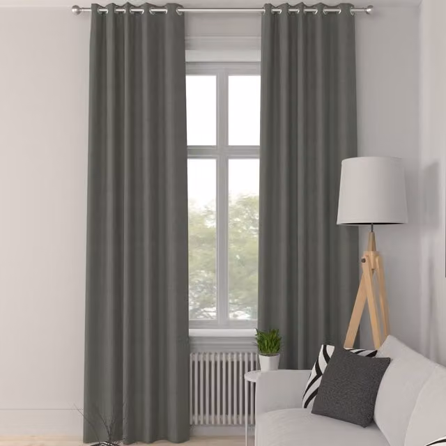 Simply Collection Iowa Silk Essence Made to Measure Blackout Fabric Panel Curtain in Green and Grey