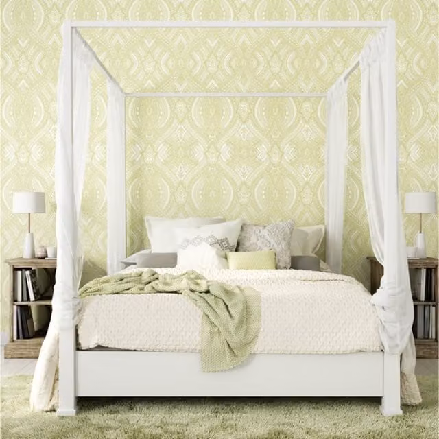 Hoopla Walls Ogee Damask Wallpaper in Sage Green
