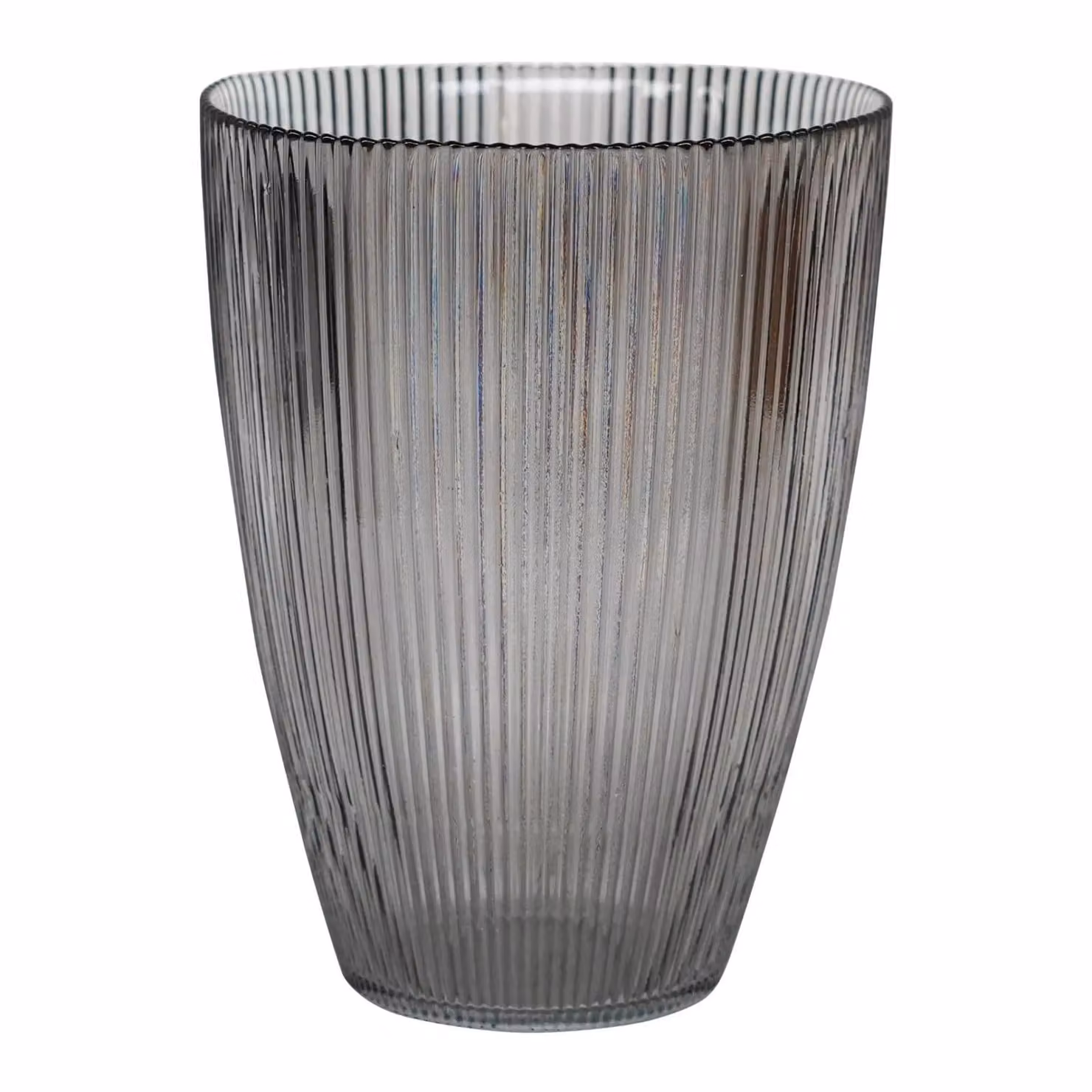 Ivyline Charcoal Ribbed Tall Glass Vase, Anthracite, H 24.5 cm x W 18 cm x D 18 cm – 2