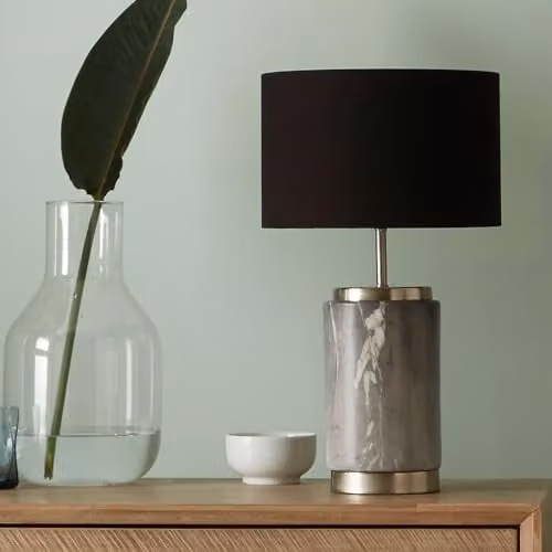 Pacific Lifestyle Grey Ceramic Table Lamp with Metal Details