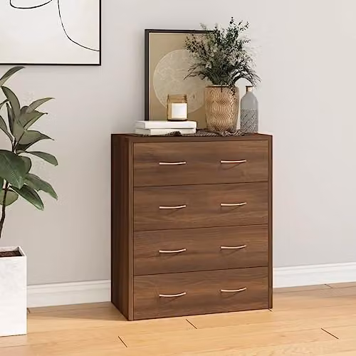 vidaXL Modern Sideboard with 4 Drawers in Brown Oak, W/D/H: 60 x 30.5 x 71 cm – 2
