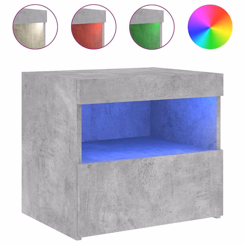 Berkfield Home Beautiful Bedside Cabinet with Integrated LED Lights in Concrete Grey, W: 50 cm, D: 40 cm, H: 45 cm – 2