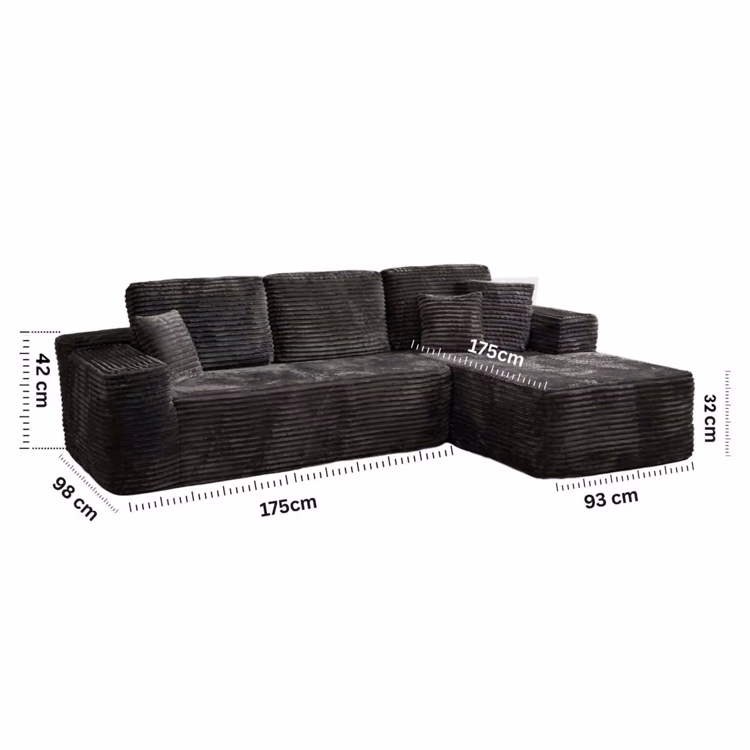 MN Furniture Modern Compact Right Corner L-Shape Sofa in Black with Scatter Cushions – 2