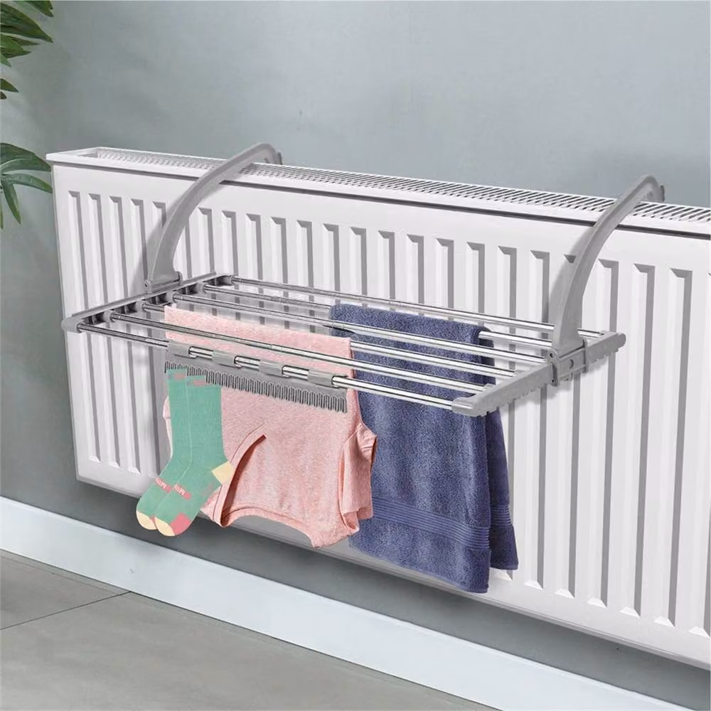 EONLION Foldable Metal Clothes Drying Rack in Grey – 2