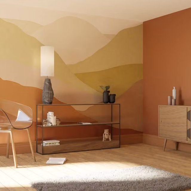 Superfresco Easy Beyond the Horizon Teracotta Print Abstract Wall Mural in Brown, W: 300 cm, H: 280 cm – 1