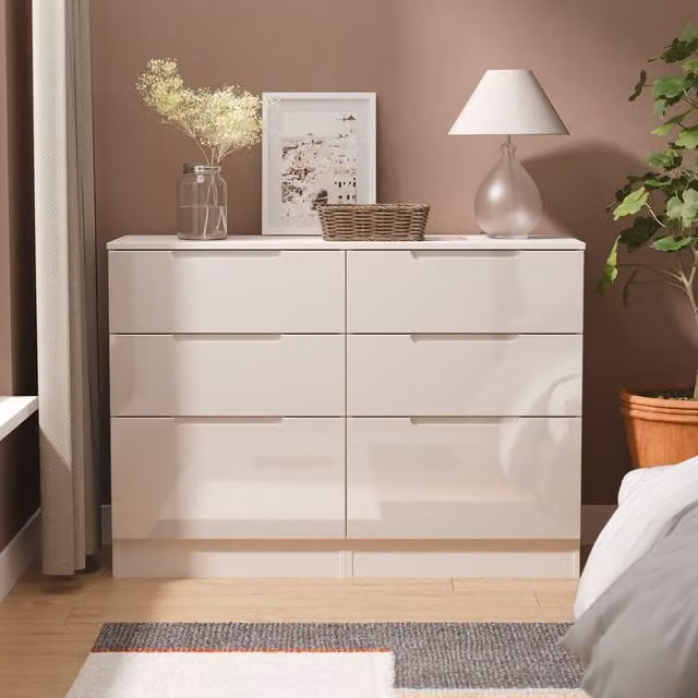 2 U Lucca 6 Drawer Wide Chest in Taupe Beige – 1