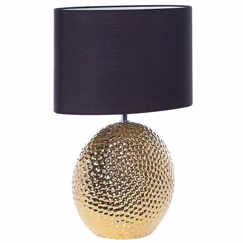 Wyld and Coco Gold Ceramic Table Lamp with Fabric Shade – 4
