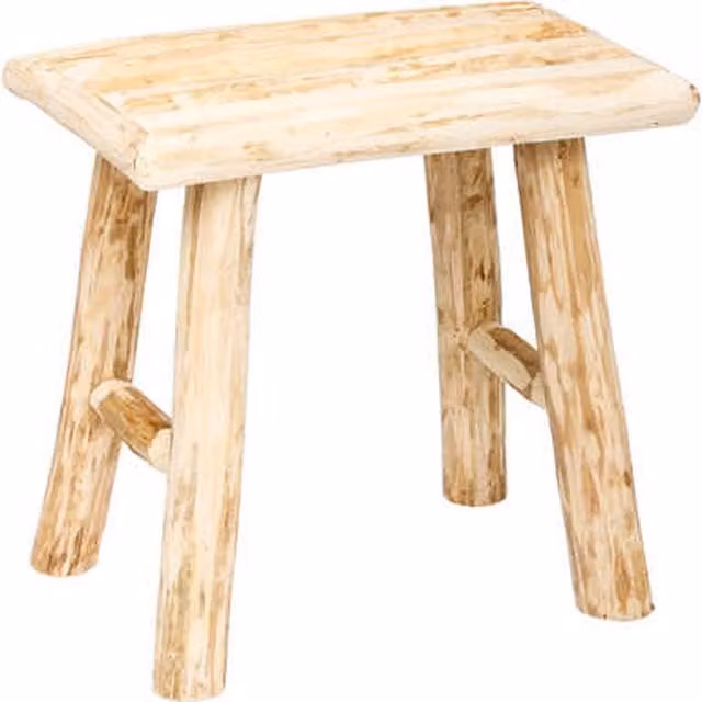 Boho Living Rustic Natural Solid Wood Stool, Height: 35 cm