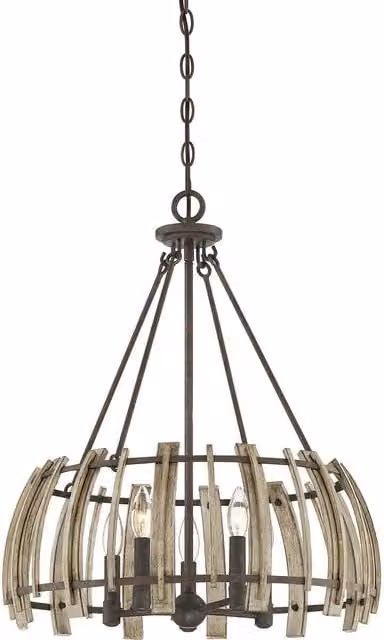 Loops 5 Bulb Rustic Black Metal Suspended Ceiling Pendant Light Fitting with E14 60W LED Compatibility