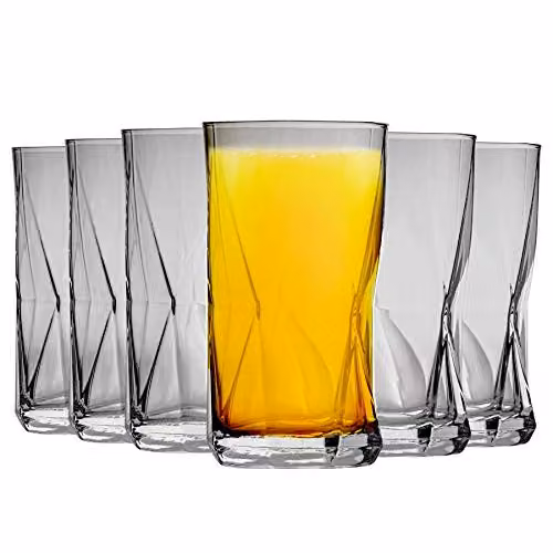 Bormioli Rocco Cassiopea Geometric Highball Cocktail Glasses, 480ml, Pack of 6, Transparent – 1