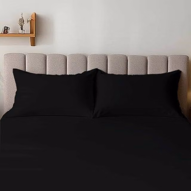 Snug City Microfibre Soft Touch Plain Dyed Housewife Pillowcase Pair in Black