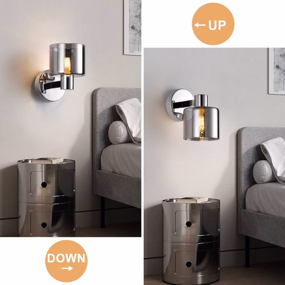 Harper Living Modern LED Wall Light with Chrome Finish and Smoked Grey Glass – 4