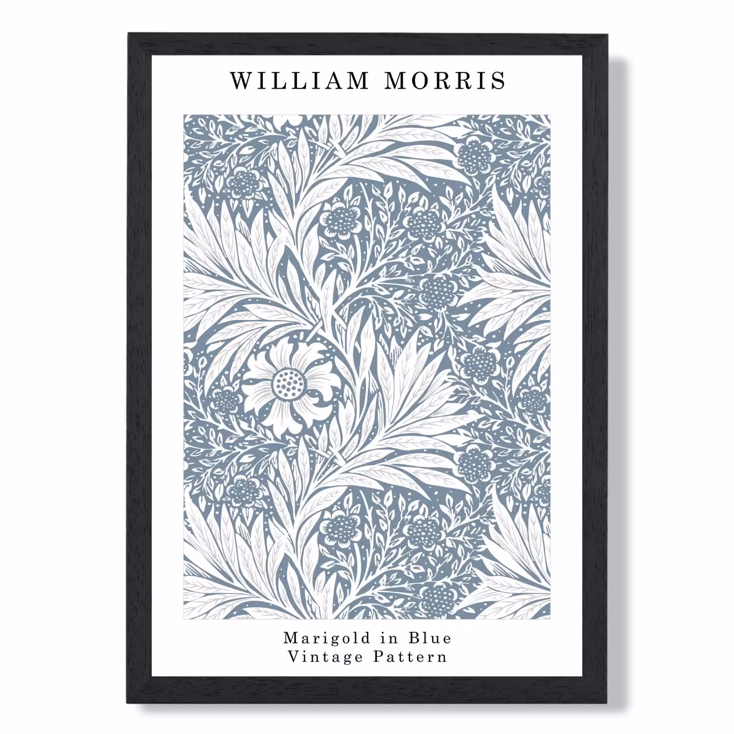 ARTZE William Morris Marigold Floral Wall Art in Mid Blue with Black Frame, Size: A3 – 2