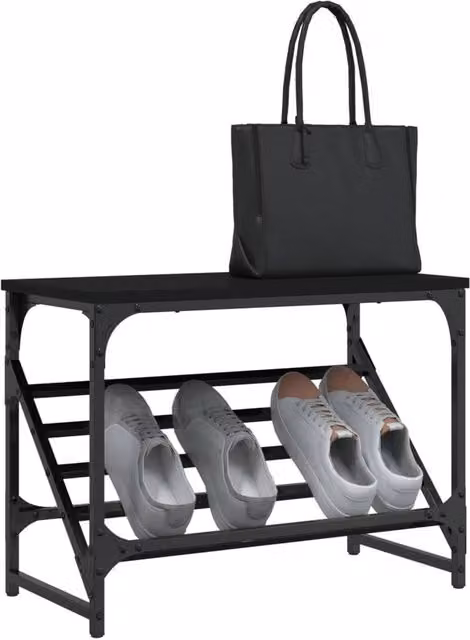 Berkfield Home Black Freestanding Industrial Shoe Rack, W: 60 cm, D: 30 cm, H: 45 cm