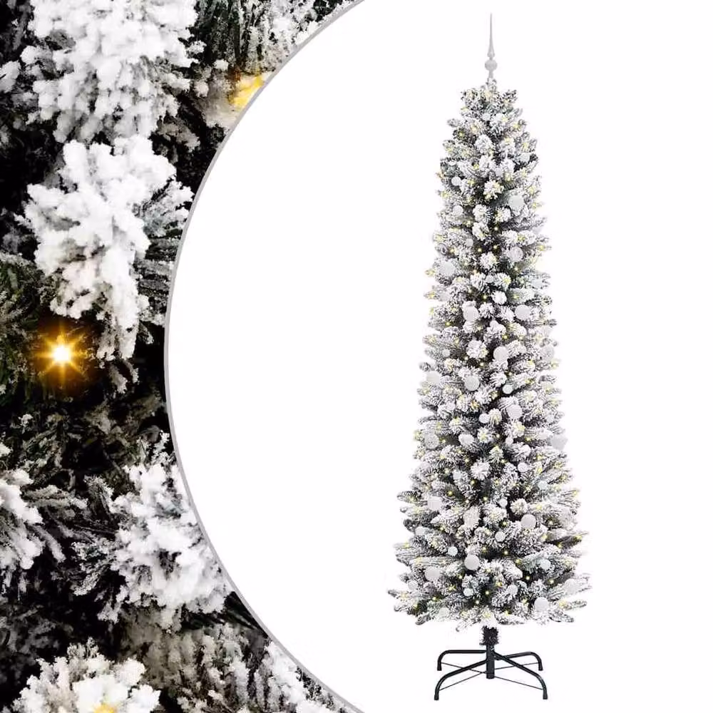 Berkfield Home Artificial Christmas Tree with 300 LEDs in Green, White and Black, Height: 240 cm – 2