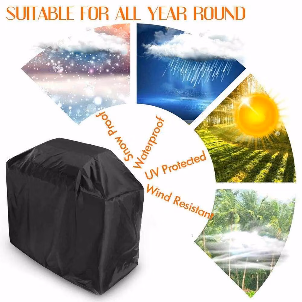 SPETLEK L Waterproof Black Polyester BBQ Cover for Gas Grills and Smokers, W: 100 cm, D: 60 cm – 2