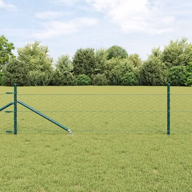 Berkfield Home Green Powder-Coated Steel Hexagon Fence, W: 0.5 m x L: 100 m