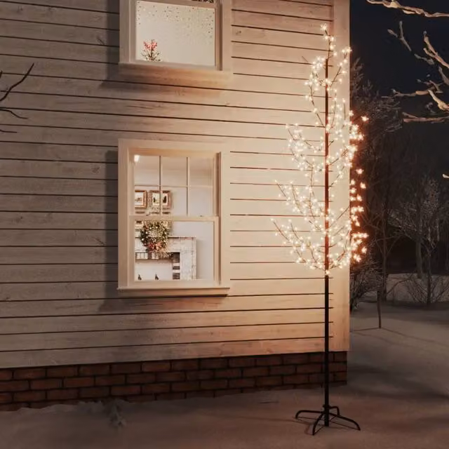 Berkfield Home Cherry Blossom LED Tree with 368 Warm White LEDs, 300 cm, White – 1