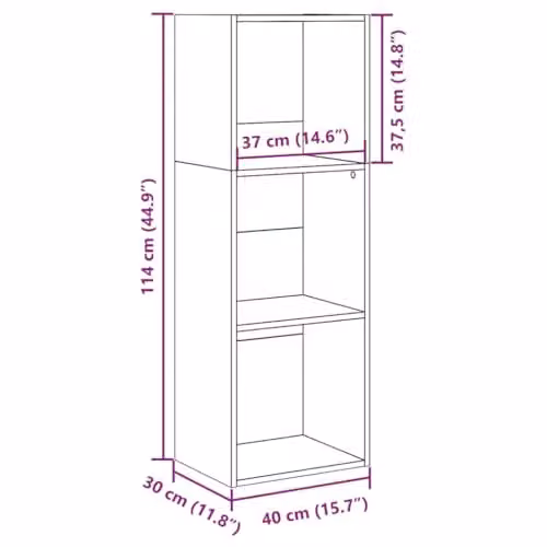 vidaXL Rustic Smoked Oak Bookcase in Brown, W/D/H: 40 x 30 x 114 cm – 3