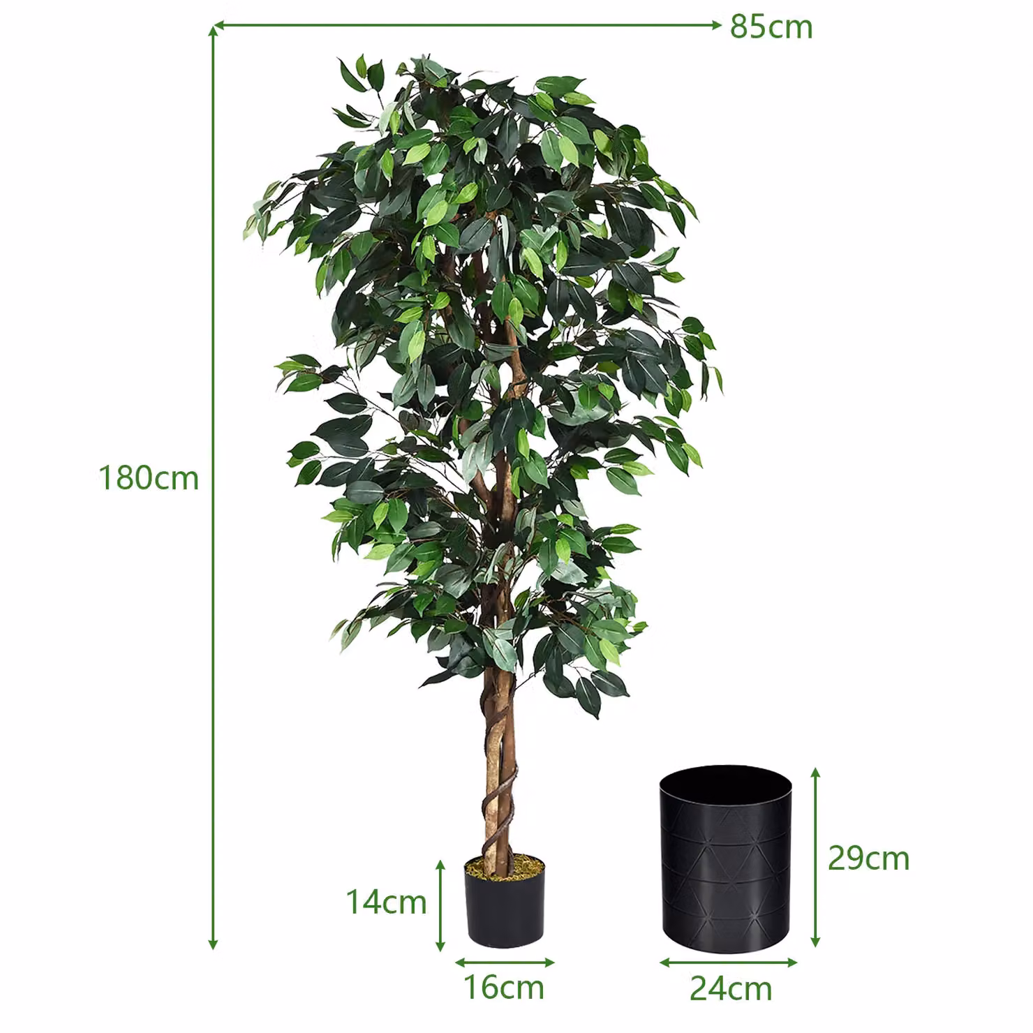 Costway 180cm Green Ficus Artificial Tree Houseplant – 2