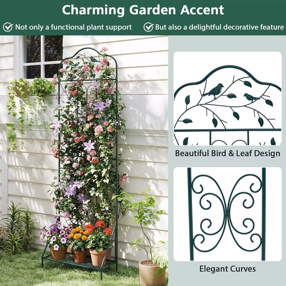 Costway Green Metal Freestanding Garden Trellis for Climbing Plants, Height: 190 cm – 4