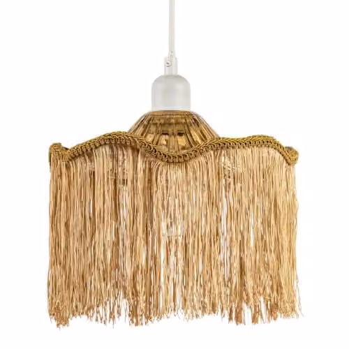Happy Homewares Gold and Orange Glass Dome Pendant Light Shade with Long Tassels