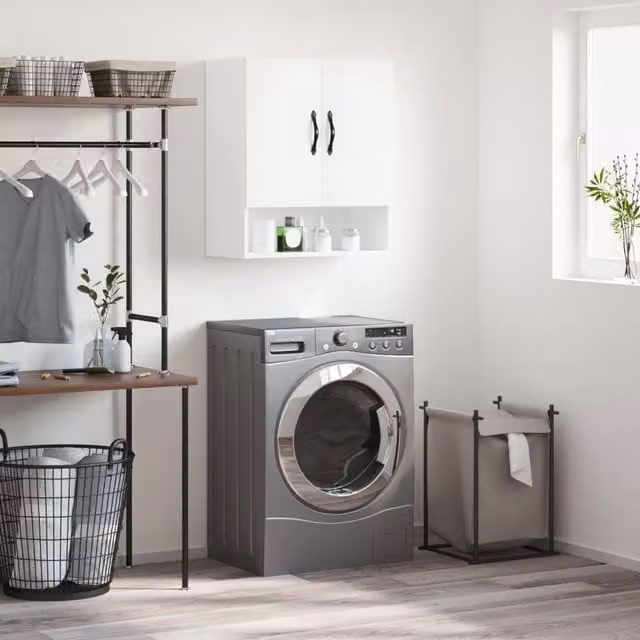 Berkfield Home White Wall Mounted Cabinet with Hinged Doors and Internal Shelves, W/D/H: 60 x 31 x 70 cm