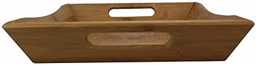 Mantraraj Brown Bamboo Rectangular Serving Tray with Handles – 8