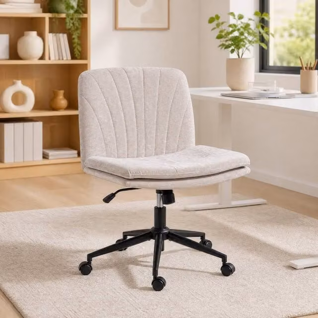 STILVORA Modern Fabric Home Office Task Chair in Beige with 360 Degree Swivel and Castors