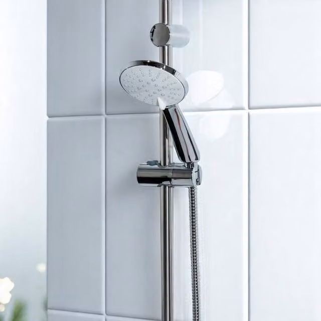 Showerdrape Activo Chrome 5-spray Pattern Shower Riser Rail Kit in Silver
