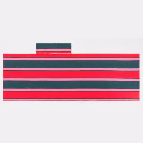 OHS Striped Microfibre Beach Towel for Adults, Green and Red, W: 75 cm, L: 215 cm – 6