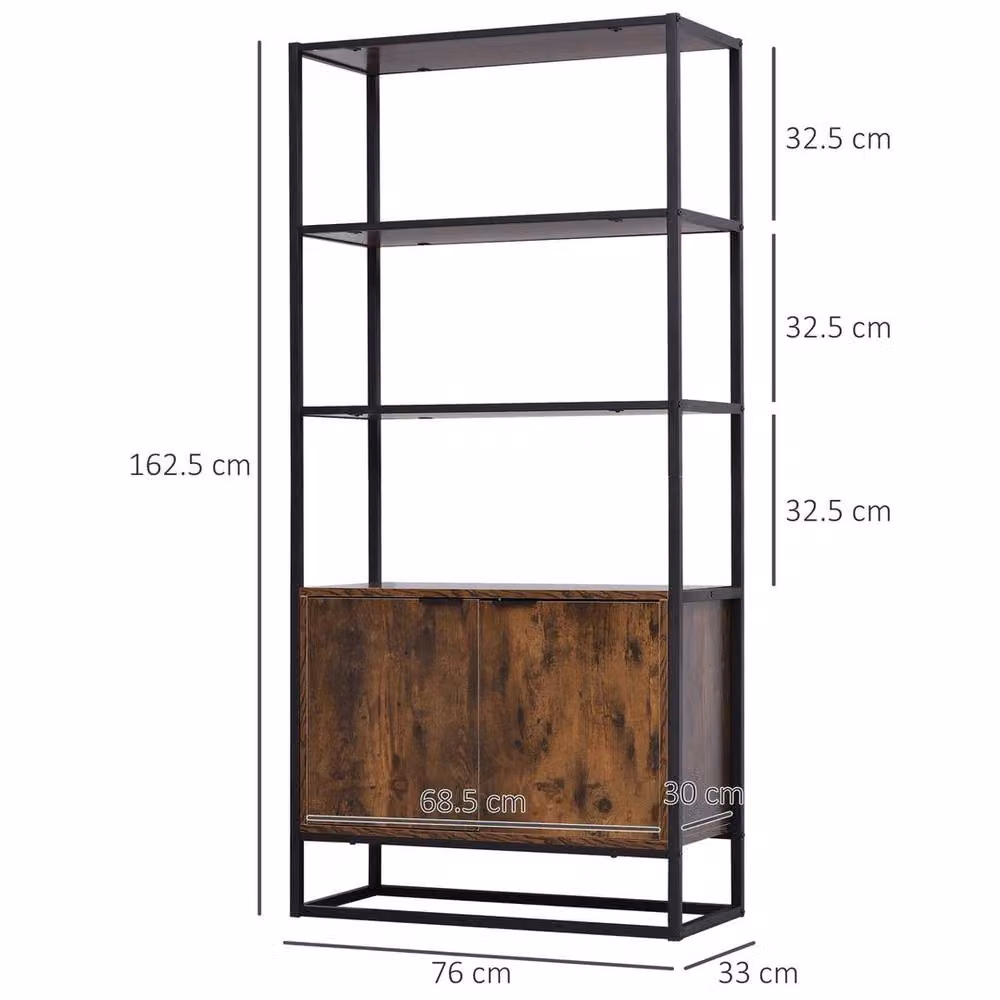 KORVIXA Industrial Storage Cabinet with 3 Open Shelves in Brown and Black – 2