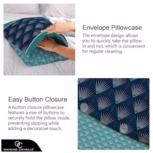 GC GAVENO CAVAILIA Kaya Reversible Geometric Duvet Cover and Linen Set, Blue and Multicolour, W/D/H: 230 x 220 cm – 4