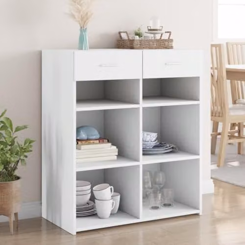 vidaXL Modern White Sideboard in Matt MDF, W/D/H: 80 x 42.5 x 93 cm – 2