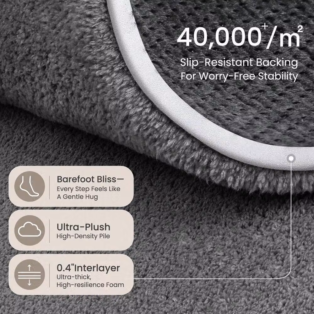 SPETLEK Dark Grey Large Non-Slip Thick Pile Rug for Living Room and Bedroom, W: 300 cm, D: 200 cm – 3