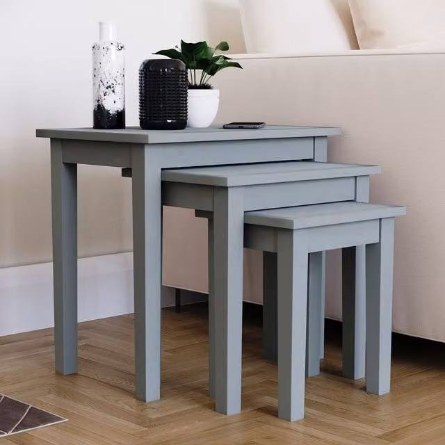 Vida Designs Yorkshire Nest of 3 Coffee Side Tables in Grey