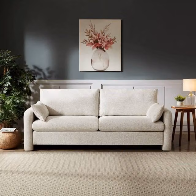 Artemis Home Shorewood 3 Seater Beige Bouclé Fabric Sofa