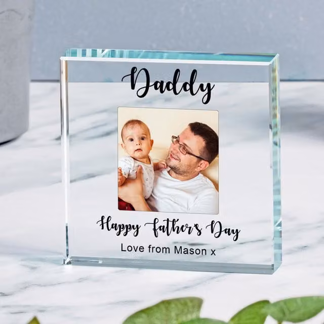 Uniqueful Personalised Happy Fathers Day Glass Token in Clear