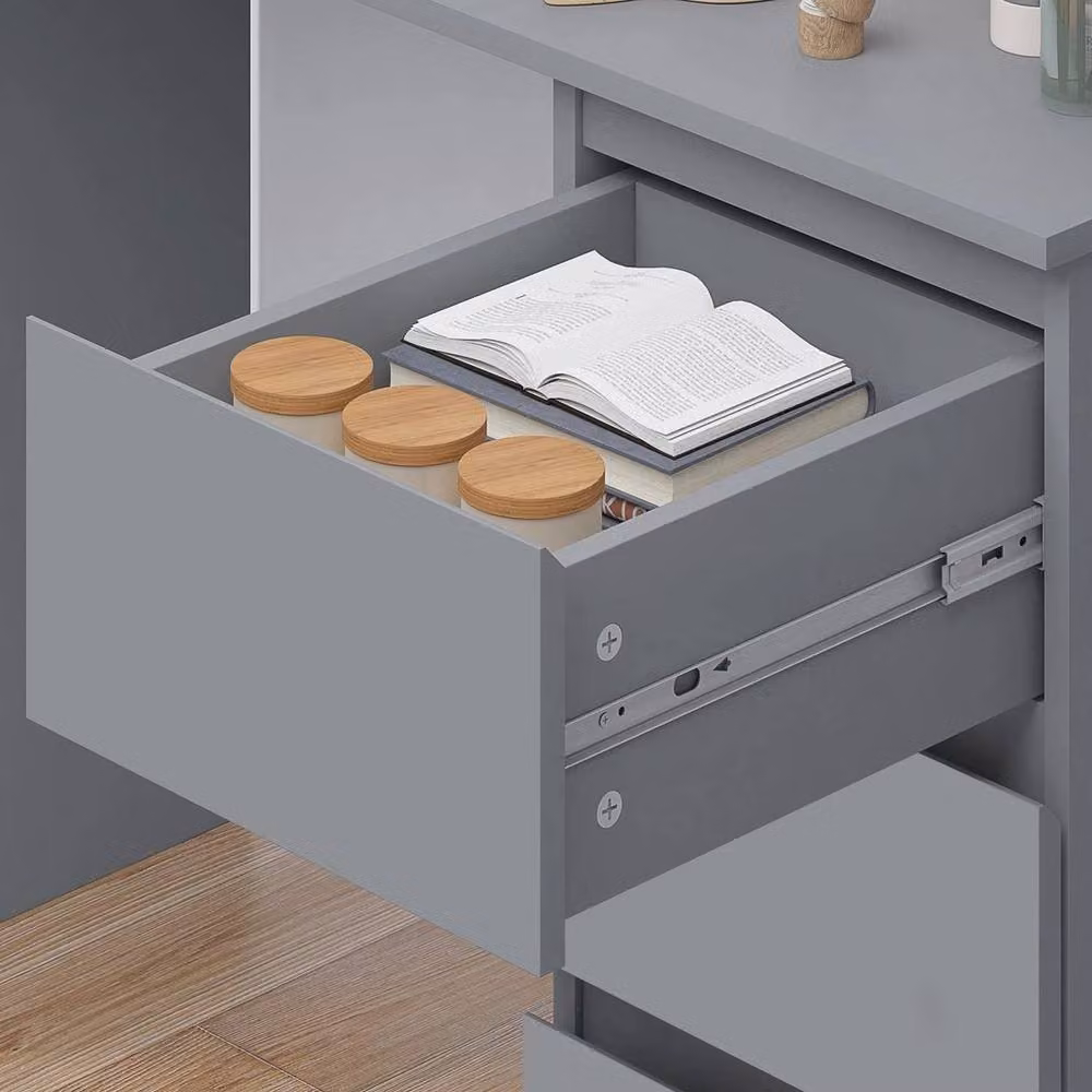 FORGEVIO Modern 3 Drawer Grey Home Office Dressing Table and Writing Desk – 3