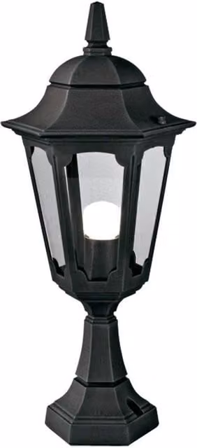 Netlighting Parish Black Outdoor Pedestal Lantern with Transparent Glass and E27 Bulb Holder, IP44 Rated