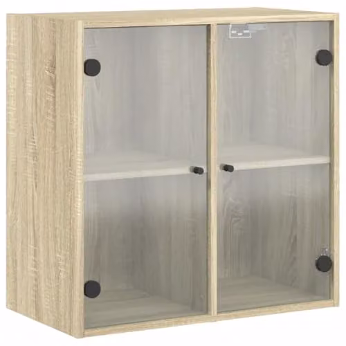 vidaXL Wall Cabinet with Glass Doors in Sonoma Oak, W/D/H: 68 x 37 x 68.5 cm – 1