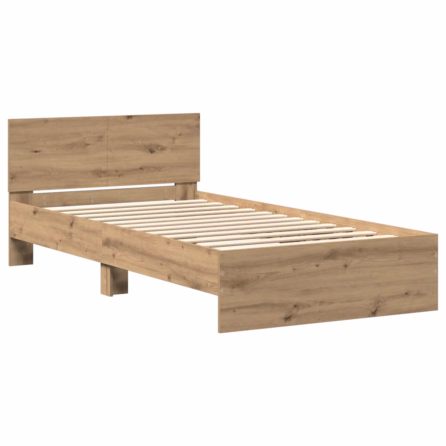 Berkfield Home Artisan Oak Bed Frame with Headboard in Brown, W: 100 cm, L: 200 cm – 2