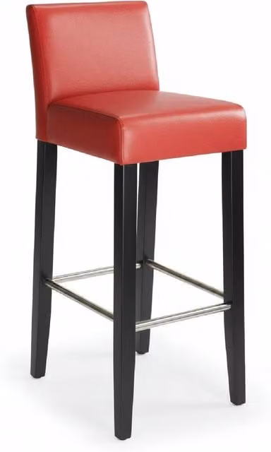 netfurniture Stenory Red Padded Kitchen Breakfast Bar Stool with Wooden Frame and Legs – 1