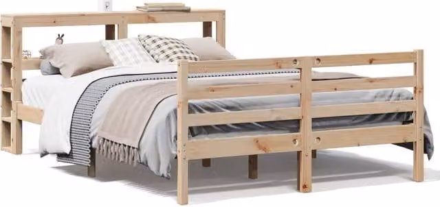 Berkfield Home Rustic Solid Wood Pine Bed Frame in Beige, W/D/H: 160 x 200 cm – 1