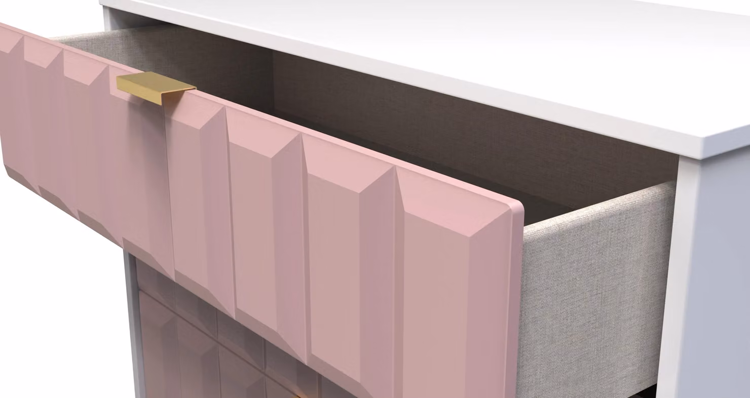 Ready Assembled 2 U Metro 5 Drawer Chest in Dusty Pink and Gold – 3