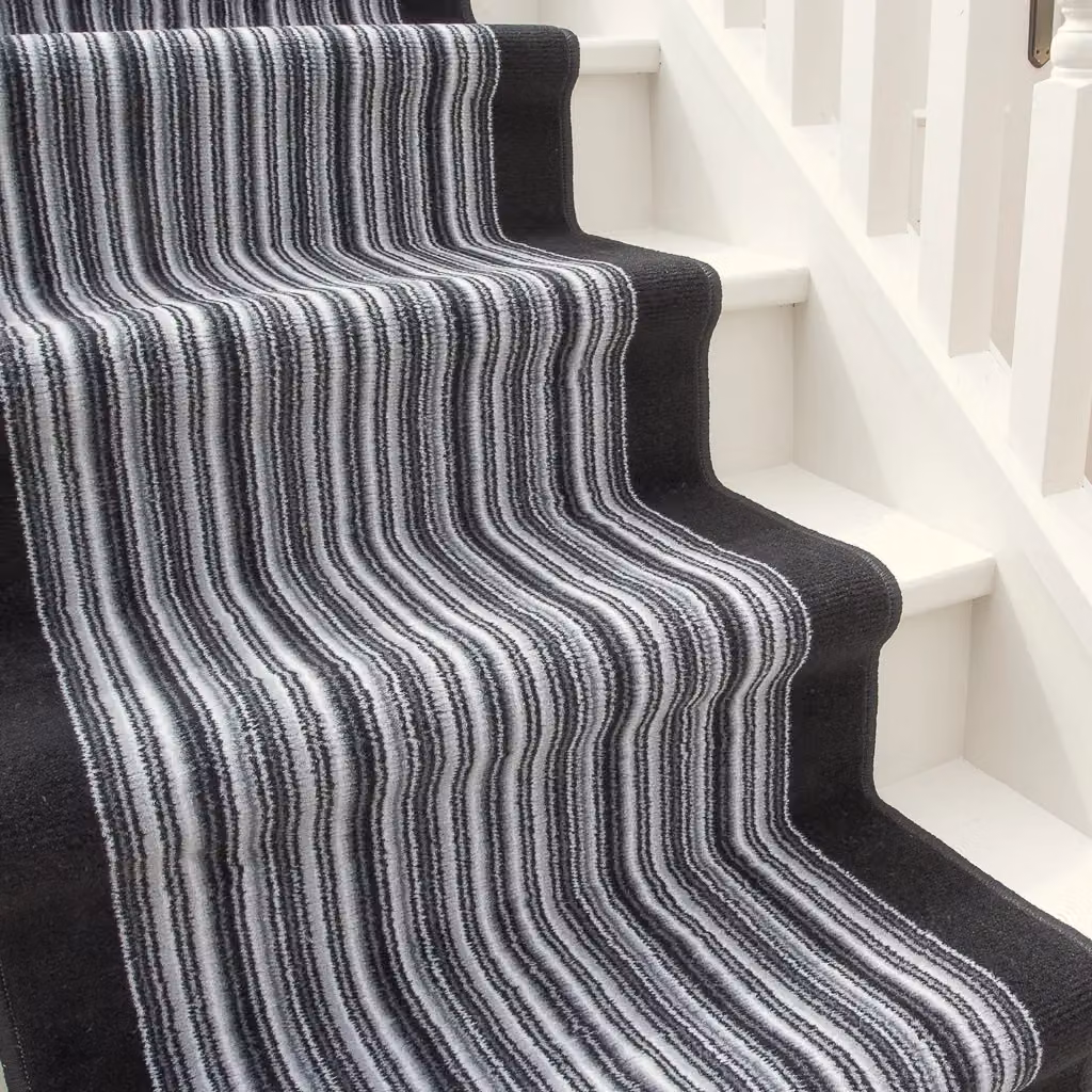 Kukoon Grey and Black Striped Cut to Measure Stair Carpet Runner Rug, Width: 80 cm, Length: 510 cm – 4