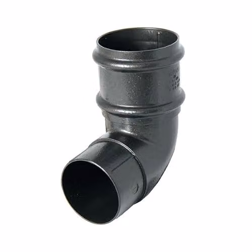 FloPlast Cast Iron Effect Round Downpipe Bend, Black, 92.5 Degree, 68mm