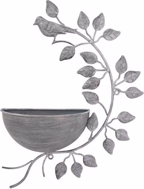 Minster Metal Garden Planter Pot, Grey, W: 32 cm, H: 42 cm