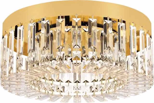 HOMCOM Gold Tone Crystal Ceiling Chandelier with 225 Glass Pendants and 8-Light Design